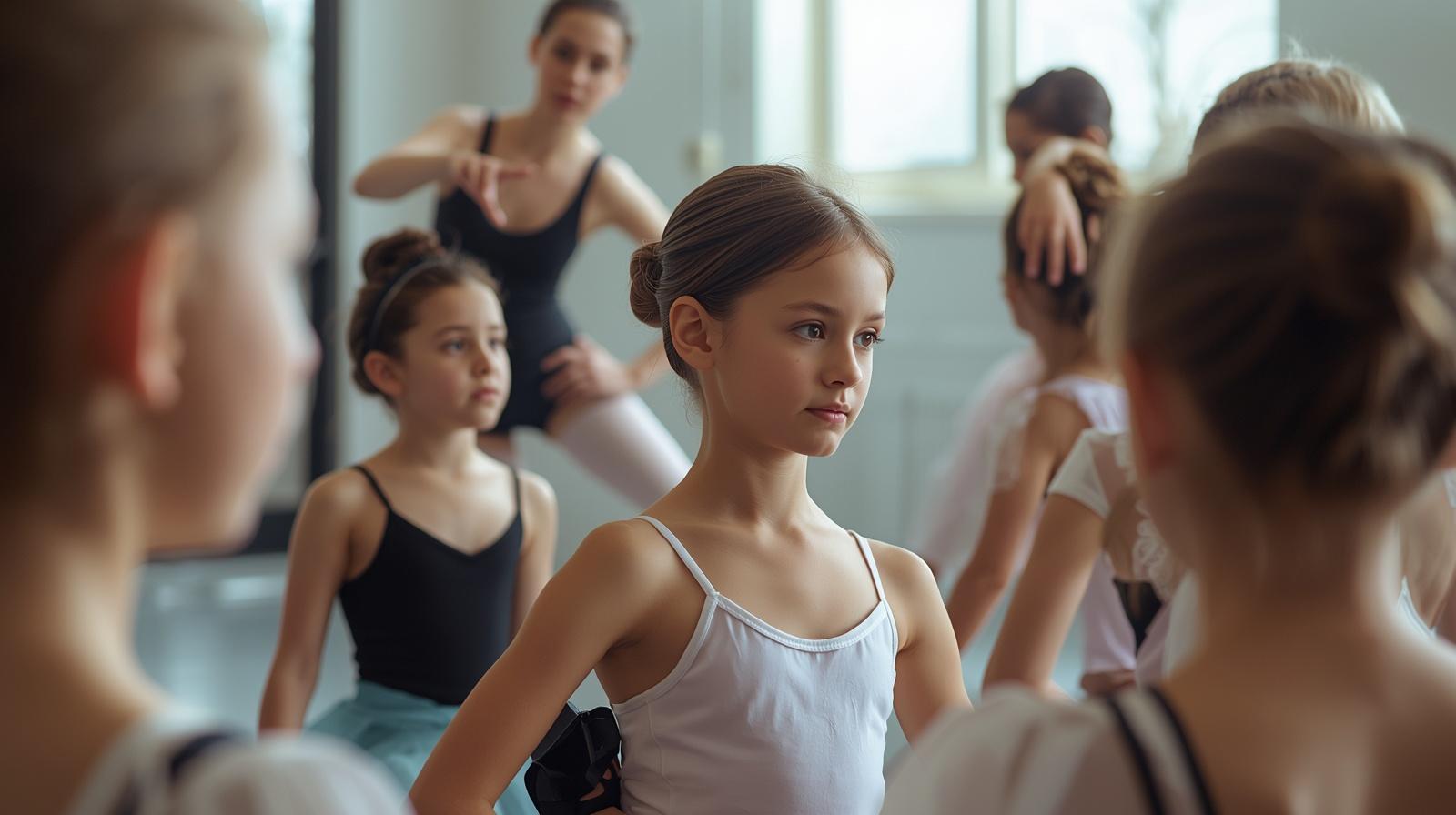 this is a photo of a girl in a ballet class